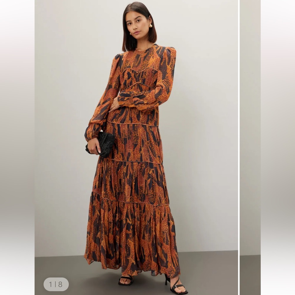 FARM Rio Orange and Black Maxi Dress